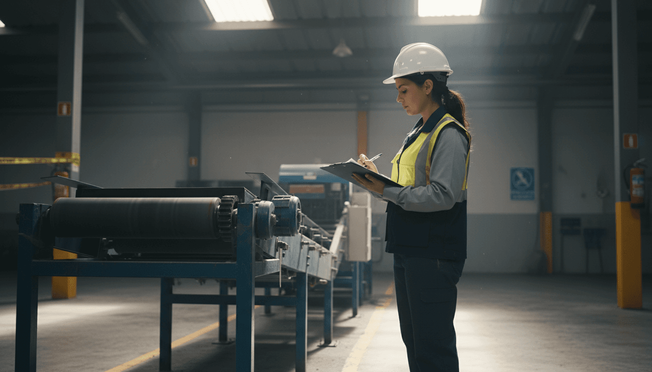 Safety professional conducting workplace hazard assessment